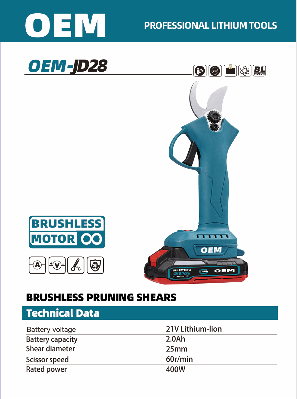 مقص تقليم لاسلكي JD28 